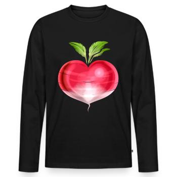 Radish In Heart Shape - Vegetarian - Go Vegan - Männer Premium Bio Langarmshirt - Schwarz - Vorne - Nico (187cm)