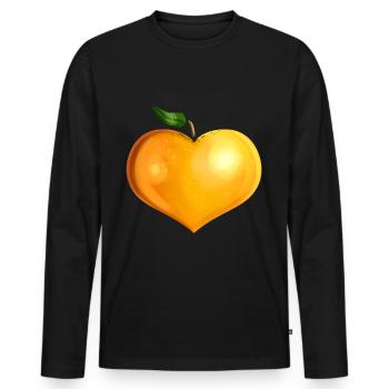 Orange In Heart Shape - Végétarien - Devenez végétalien - T-shirt manches longues Premium bio Homme - noir - Devant - Nico (187cm)