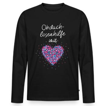 Odachlosenhilfe mit Herz Obdachlose Wohnungslose - Männer Premium Bio Langarmshirt - Schwarz - Vorne - Nico (187cm)