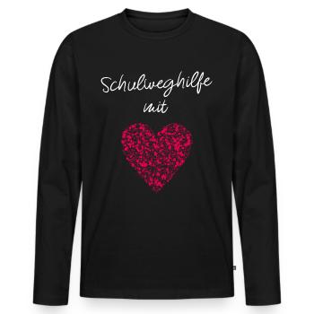 Schulweghilfe mit Herz Einschulung Grundschule - Männer Premium Bio Langarmshirt - Schwarz - Vorne - Nico (187cm)