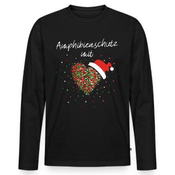 Amphibienschutz mit Herz Reptilien Nikolausmütze - Männer Premium Bio Langarmshirt - Schwarz - Vorne - Nico (187cm)