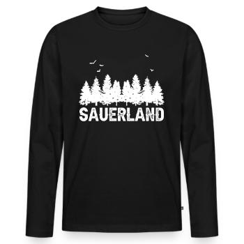 Sauerland - Männer Premium Bio Langarmshirt - Schwarz - Vorne - Nico (187cm)