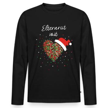 Elternrat mit Herz Ehrenamt Schule Weihnachtsmütze - Männer Premium Bio Langarmshirt - Schwarz - Vorne - Nico (187cm)