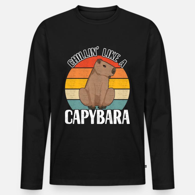 Capybara - Männer Premium Bio Langarmshirt - Schwarz