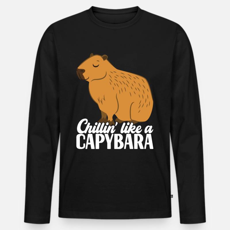 Capybara - Männer Premium Bio Langarmshirt - Schwarz