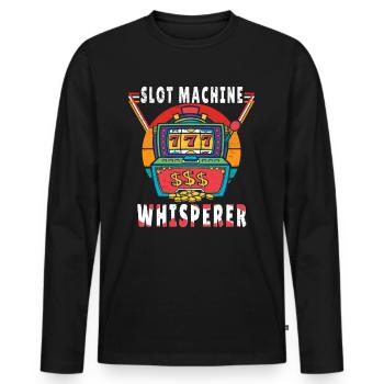 Casino Gambling Slot Machine à sous Jeu de cartes - T-shirt manches longues Premium bio Homme - noir - Devant - Nico (187cm)