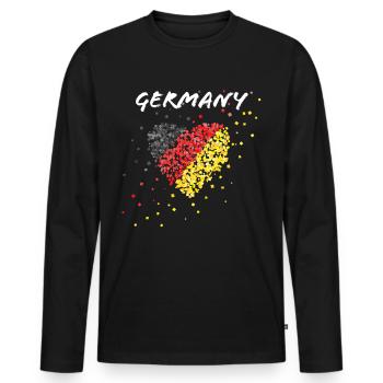 Deutschlandflagge Fahne Fanblock Deutschland - Männer Premium Bio Langarmshirt - Schwarz - Vorne - Nico (187cm)