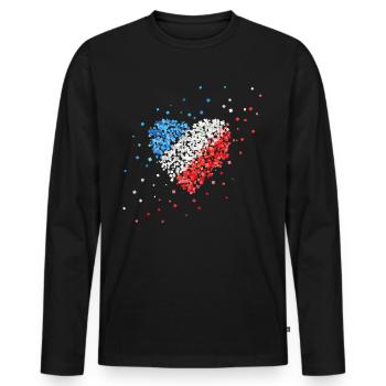 Frankreichflagge Fahne Frankreichfan Fanblock - Männer Premium Bio Langarmshirt - Schwarz - Vorne - Nico (187cm)