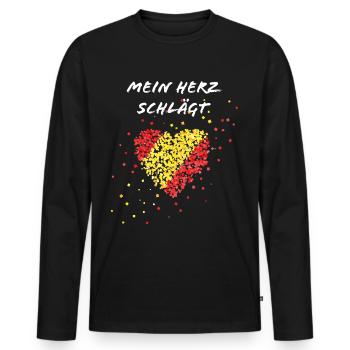 Drapeau espagnol battement de cœur Espagne Espagnol - T-shirt manches longues Premium bio Homme - noir - Devant - Nico (187cm)