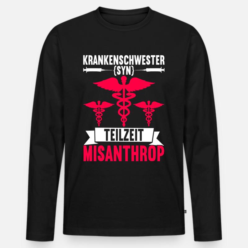 Krankenschwester Krankenpflege - Männer Premium Bio Langarmshirt - Schwarz