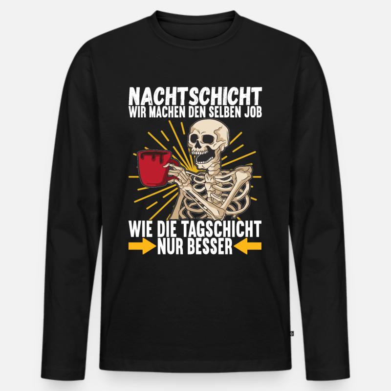Nachtschicht Nachtdienst - Männer Premium Bio Langarmshirt - Schwarz