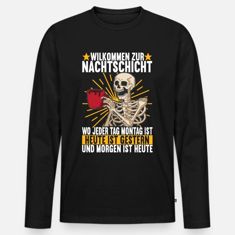 Nachtschicht Nachtdienst - Männer Premium Bio Langarmshirt - Schwarz
