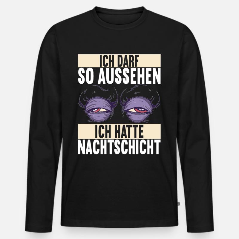 Nachtschicht Nachtdienst - Männer Premium Bio Langarmshirt - Schwarz