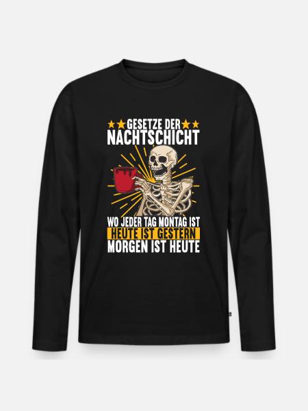 Nachtschicht Nachtdienst - Männer Premium Bio Langarmshirt - Schwarz