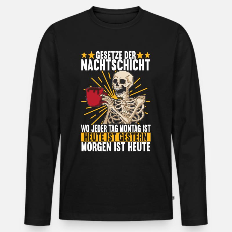 Nachtschicht Nachtdienst - Männer Premium Bio Langarmshirt - Schwarz