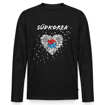 Corée du Sud Corée du Sud Drapeau sud-coréen - T-shirt manches longues Premium bio Homme - noir - Devant - Nico (187cm)