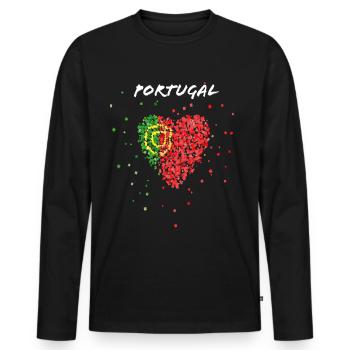 Portugal Portuguesa Portugiese Fanblock Sportfan - Männer Premium Bio Langarmshirt - Schwarz - Vorne - Nico (187cm)