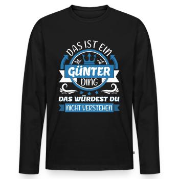 Günter Name Vorname Namenstag Namensgeschenk - Männer Premium Bio Langarmshirt - Schwarz - Vorne - Nico (187cm)