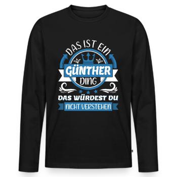 Günther Name Vorname Namenstag Namensgeschenk - Männer Premium Bio Langarmshirt - Schwarz - Vorne - Nico (187cm)