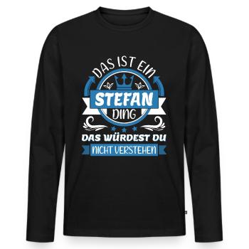 Stefan Name Vorname Namenstag Namensgeschenk - Männer Premium Bio Langarmshirt - Schwarz - Vorne - Nico (187cm)
