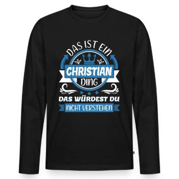Christian Name Vorname Namenstag Namensgeschenk - Männer Premium Bio Langarmshirt - Schwarz - Vorne - Nico (187cm)