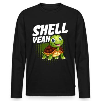 Shell Yeah - Männer Premium Bio Langarmshirt - Schwarz - Vorne - Nico (187cm)