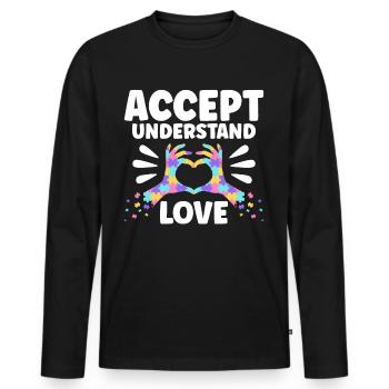 Accepter Comprendre l’amour - T-shirt manches longues Premium bio Homme - noir - Devant - Nico (187cm)