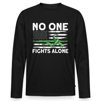 Personne ne se bat seul - T-shirt manches longues Premium bio Homme - noir - Devant - Nico (187cm)