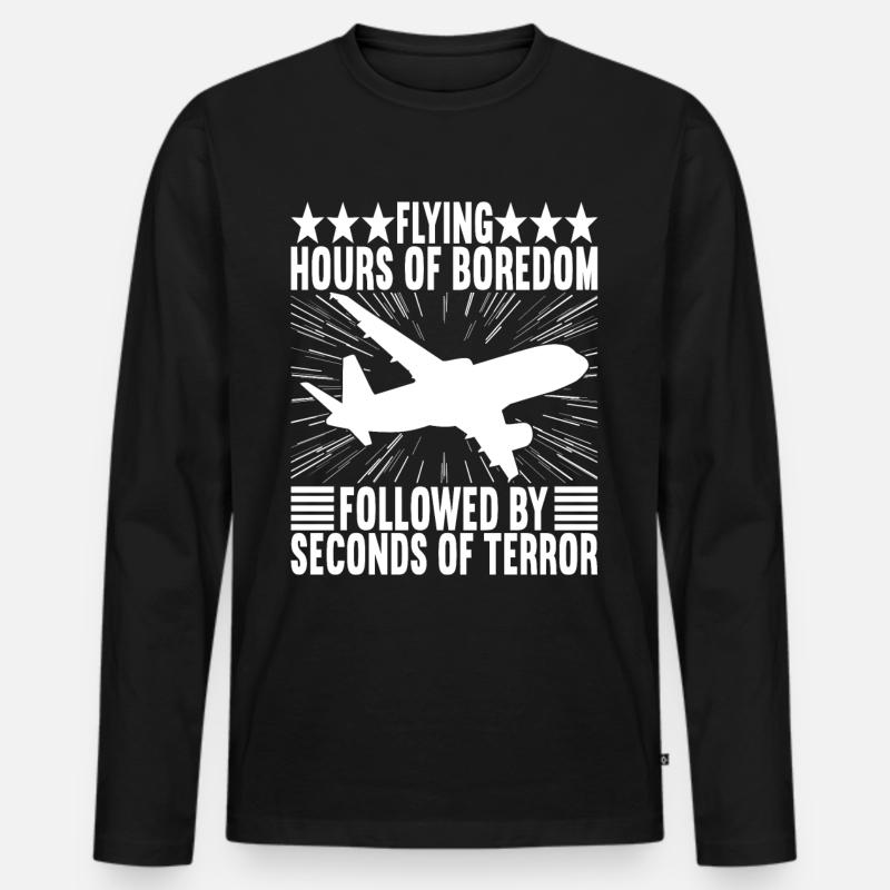 Pilot Flugzeug - Männer Premium Bio Langarmshirt - Schwarz
