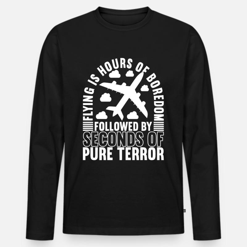 Pilot Flugzeug - Männer Premium Bio Langarmshirt - Schwarz