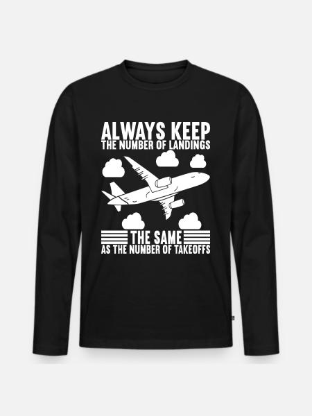 Pilot Flugzeug - Männer Premium Bio Langarmshirt - Schwarz