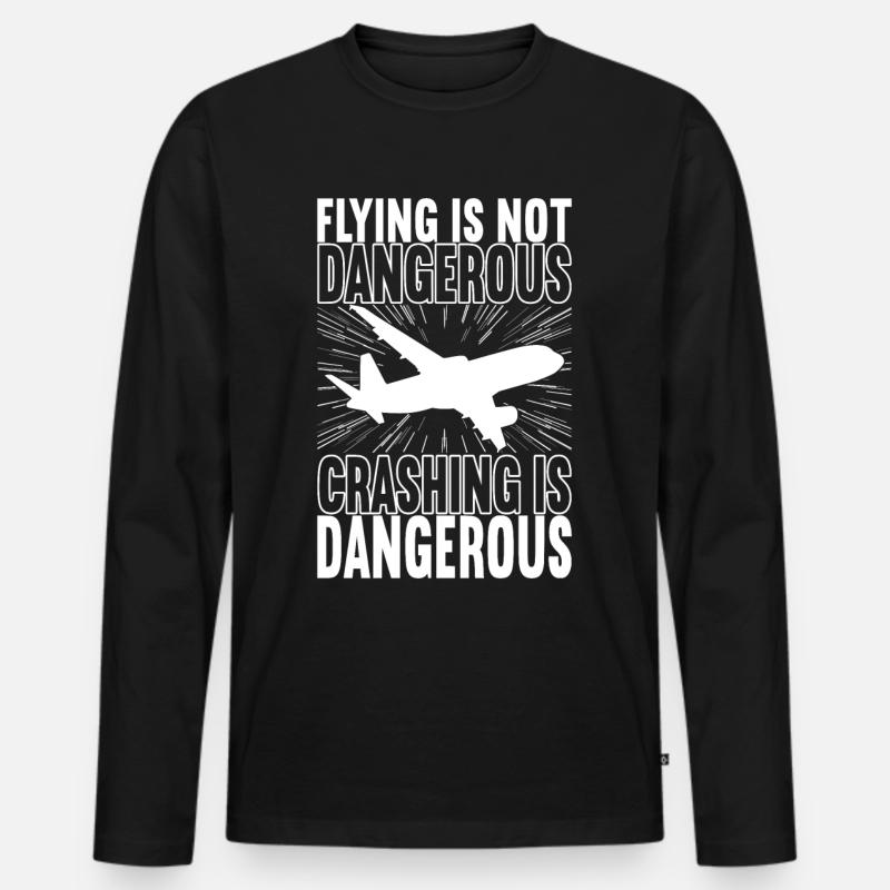 Pilot Flugzeug - Männer Premium Bio Langarmshirt - Schwarz