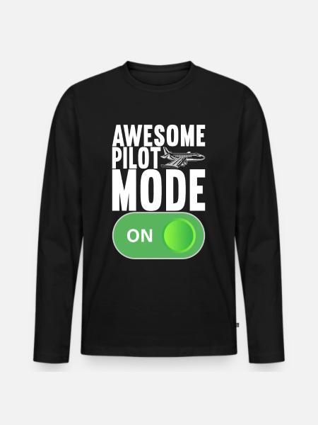 Pilot Flugzeug - Männer Premium Bio Langarmshirt - Schwarz