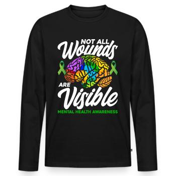 Toutes les plaies ne sont pas visibles - T-shirt manches longues Premium bio Homme - noir - Devant - Nico (187cm)