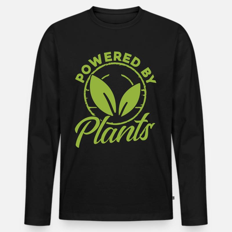 Powered By Plants - Männer Premium Bio Langarmshirt - Schwarz