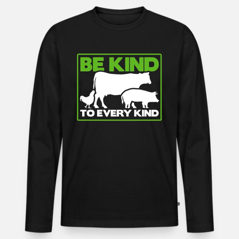 Be Kind To Every Kind - Männer Premium Bio Langarmshirt - Schwarz