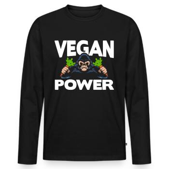 Puissance végétalienne - T-shirt manches longues Premium bio Homme - noir - Devant - Nico (187cm)