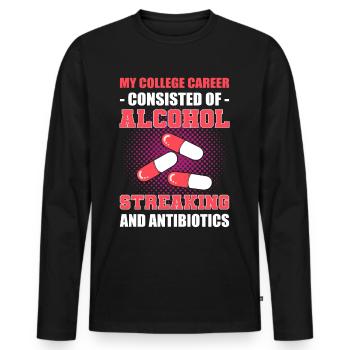 Microbiologiste de l’alcool, des stries et des antibiotiques - T-shirt manches longues Premium bio Homme - noir - Devant - Nico (187cm)