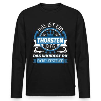 Thorsten Name Vorname Namenstag Namensgeschenk - Männer Premium Bio Langarmshirt - Schwarz - Vorne - Nico (187cm)