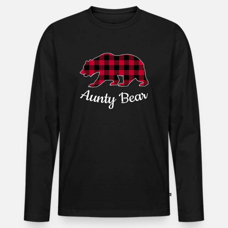Aunty Bear - Männer Premium Bio Langarmshirt - Schwarz