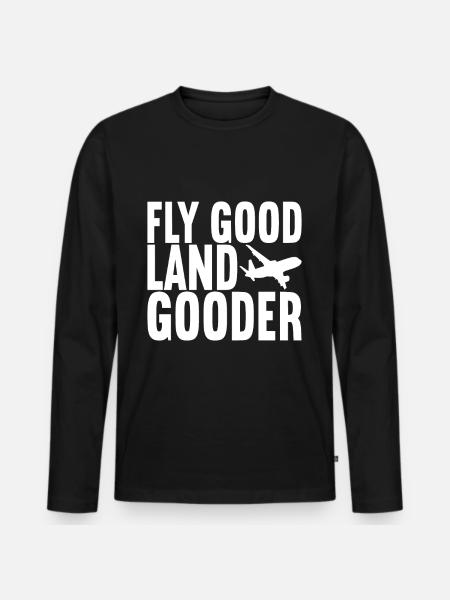 Pilot Flugzeug - Männer Premium Bio Langarmshirt - Schwarz