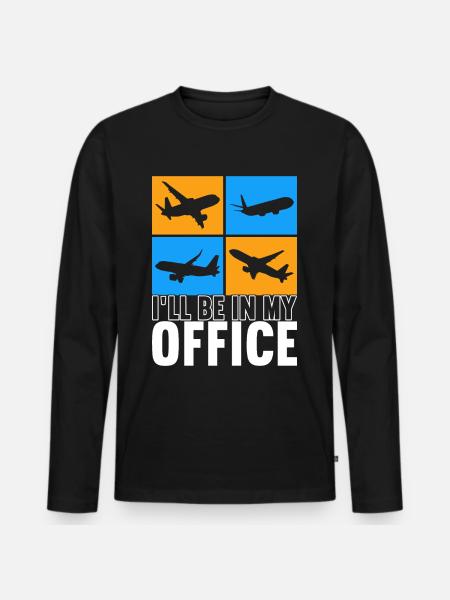 Pilot Flugzeug - Männer Premium Bio Langarmshirt - Schwarz