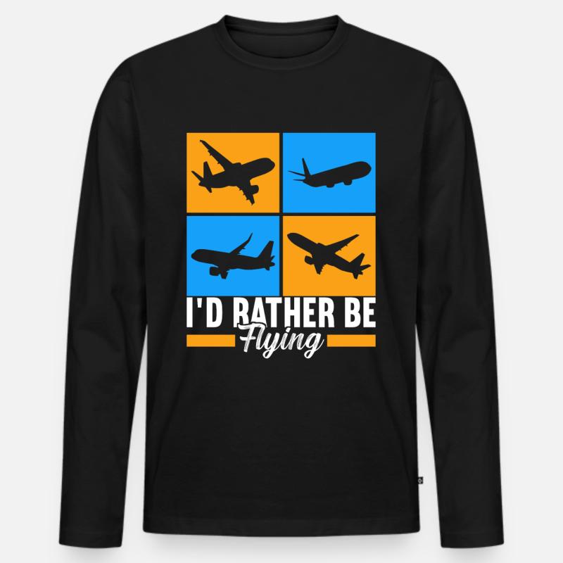 Pilot Flugzeug - Männer Premium Bio Langarmshirt - Schwarz