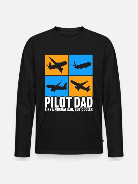 Pilot Flugzeug - Männer Premium Bio Langarmshirt - Schwarz
