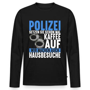 Polizei Polizist - Männer Premium Bio Langarmshirt - Schwarz - Vorne - Nico (187cm)