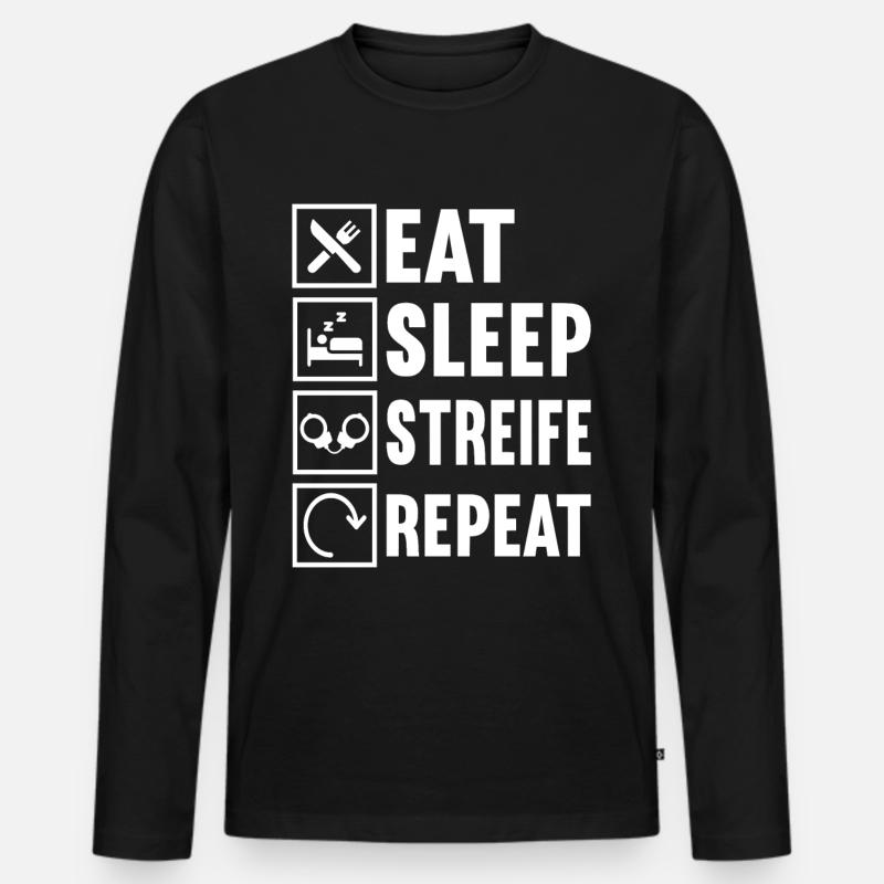 Polizei Polizist - Männer Premium Bio Langarmshirt - Schwarz