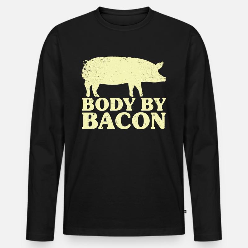 Body By Bacon - Männer Premium Bio Langarmshirt - Schwarz