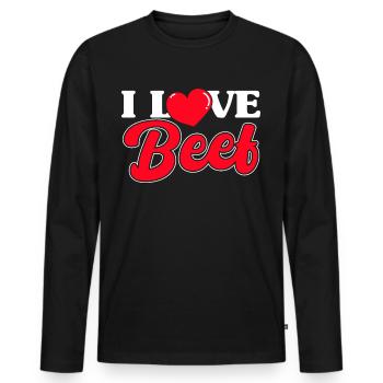 J’adore le bœuf - T-shirt manches longues Premium bio Homme - noir - Devant - Nico (187cm)