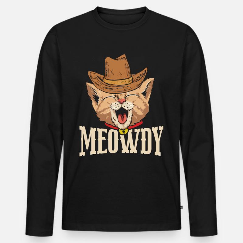 Meowdy - Männer Premium Bio Langarmshirt - Schwarz