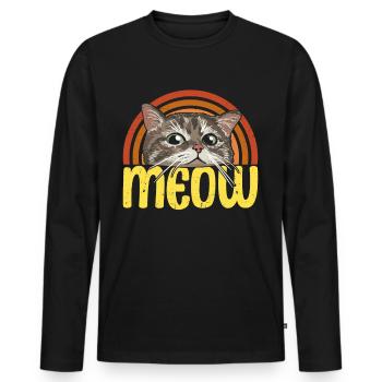 Meow - Men's Premium Organic Long Sleeve Shirt - black - Front - Nico (187cm)